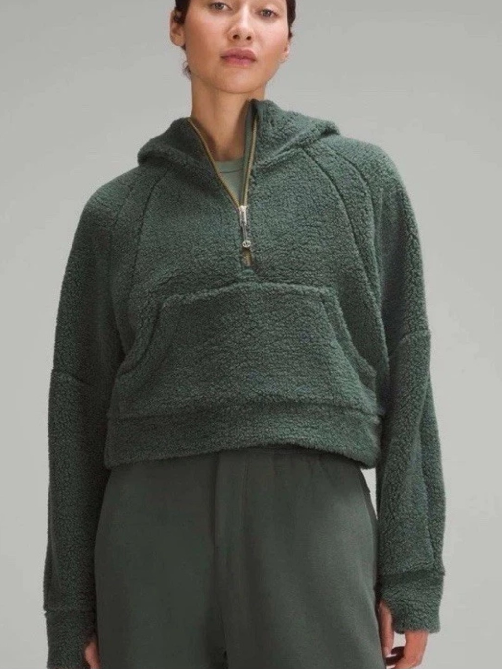 Lululemon Scuba Oversized Half-Zip Fleece Hoodie Dark Green M/ L
